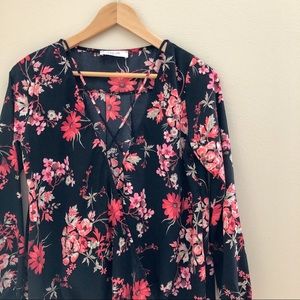 Closet closing, make offer! Red & Pink Floral Wrap Style Long-Sleeve